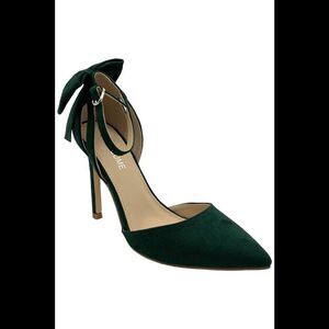 Carcuume Women's Bow Tie Back Stiletto Heels Green - Medium